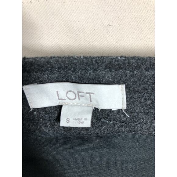 Loft Women Mini Skirt Size 6 A-Line Full Zipper Front Gray Embroidered Punk Edgy - Picture 3 of 6